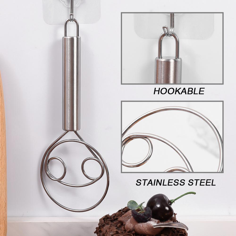 Batidor de masa danés de acero inoxidable, batidor de harina, batidor de masa de cocina, mezclador, herramientas para hacer pan para hornear pasteles y Pizza: Default Title
