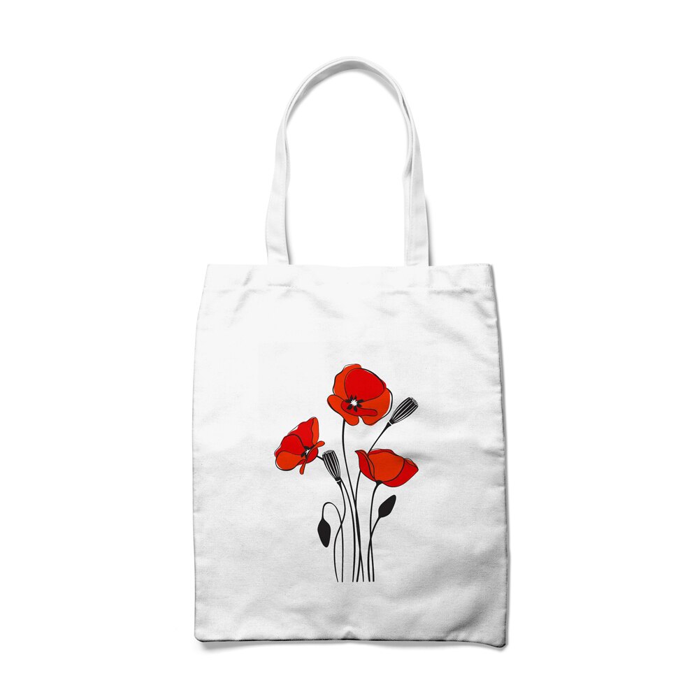Bloemen Printing Boodschappentas Canvas Tote Bag Print Wit Schouder Bakken Voor Reizen Boodschappentassen Herbruikbare Eco Katoen Handtassen: 6