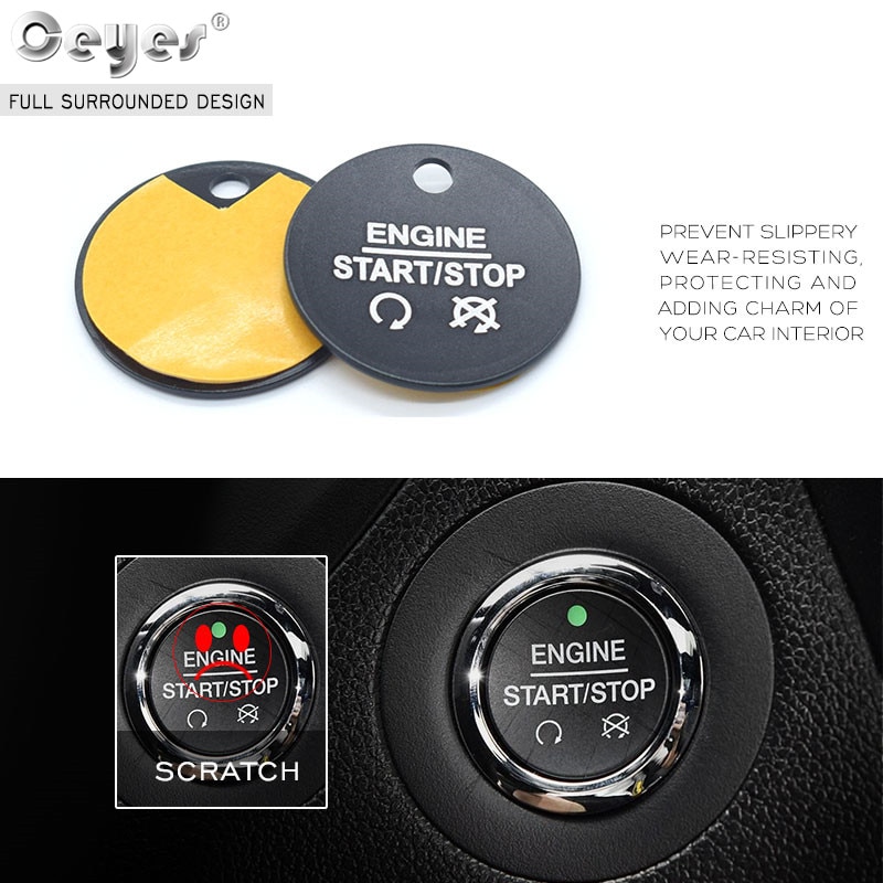 Ceyes Car Engine Start Stop Button Covers For Ford Explorer Focus Mustang Fiesta Ecosport Case Ring Circle Stickers Car Styling