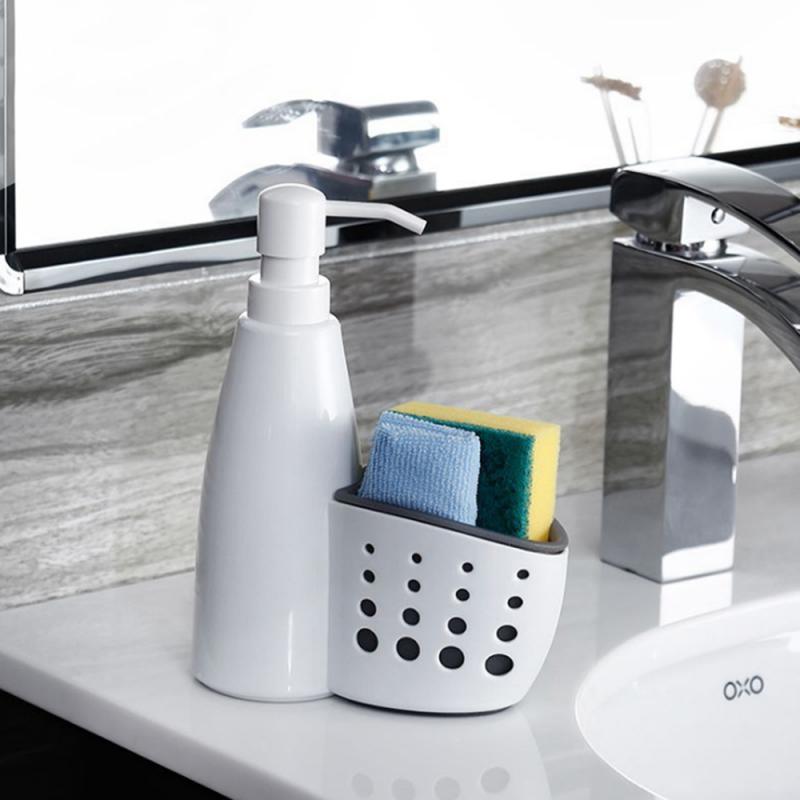 Sæbe flydende dispenser sæt med svamp opbevaring afløbskasse holder flydende vaskemiddel opbevaringsflaske køkken badeværelse tilbehør