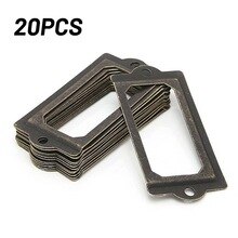 20pcs Cabinet Label Tag Jewelry Box Cupboard Drawer Frames File Card Holder Metal Tag Label Pull Frame Handle File Name Card Ho