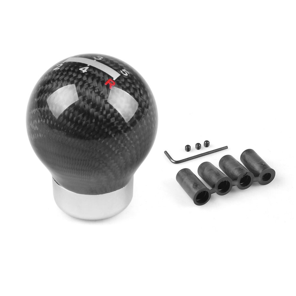 5 SPEED Shift Knob Manual/Automatic Car Real Carbon Fiber Ball Gear Shift Shifter Knob