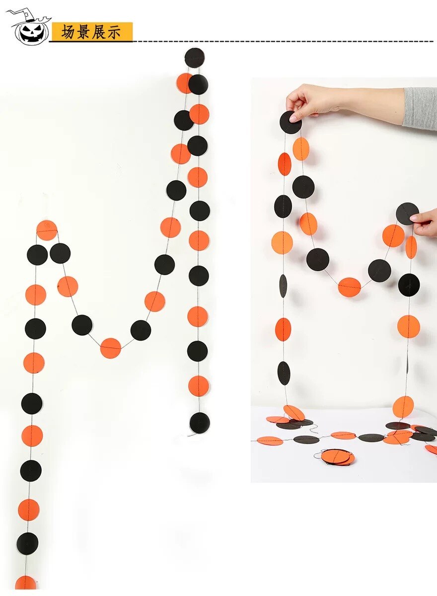 4m long spider bat disc Halloween flag hanging ornaments bar KTV classroom venue decoration: D