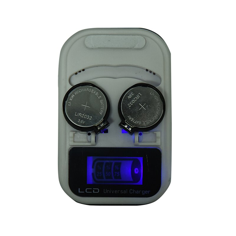 LIR2032 LIR2025 LIR2016 3.6V Rechargeable Lithium Button Cell Coin Battery Charger LCD Indicator intelligent US Plug 2-Slot