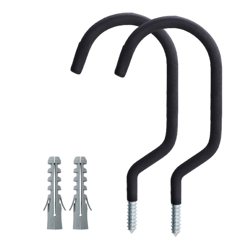 2pcs/set Wall Mounted Bicycle Hanger Garage Bike Storage Steel Black Wall Hook 667A