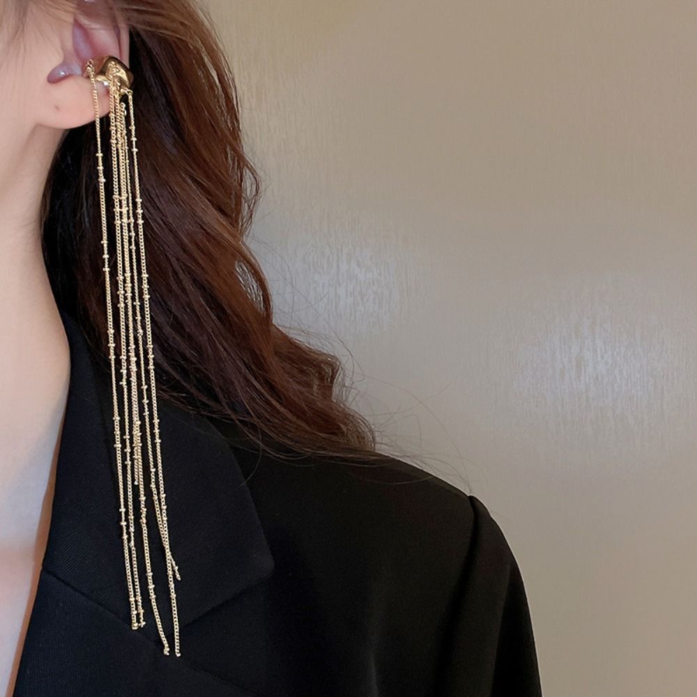 Mode C-Vormige Lange Kwast Oorclip Persoonlijkheid Minderheid Onregelmatige Legering Oor Manchet Voor Vrouwen Feest Sieraden