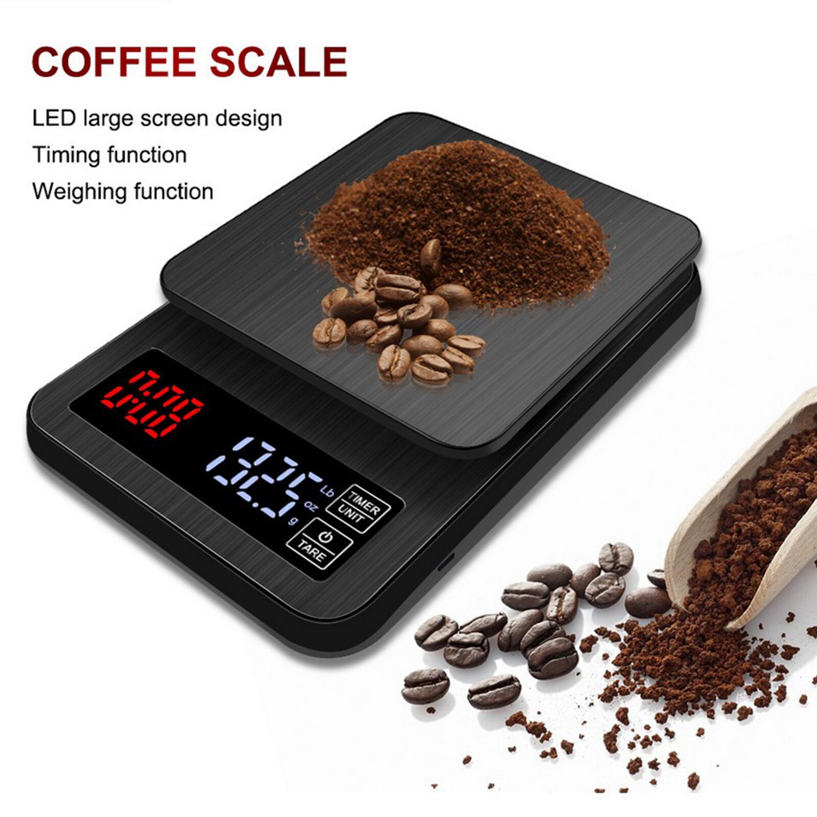 Kitchen Electronic Coffee Scale with Timer 0.1g Precision Pour Over Drip Espresso Scale USB or Battery Powered