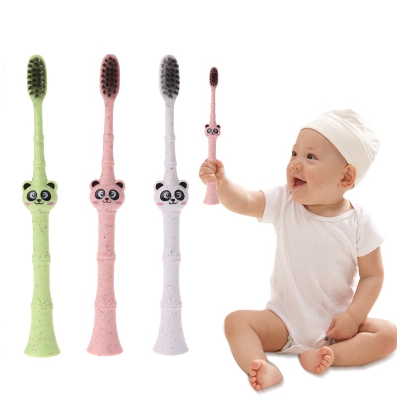 Mooie Baby Tandenborstel Bamboevezel Cartoon Panda Peuter Kinderen Dental Mondverzorging Kids Tandenborstel Bamboevezel Stijl