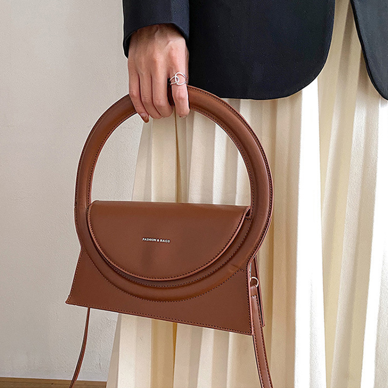 Dames ronde ring handtassen grote ronde tote leren schoudertas dames crossbody tassen boodschappentassen met handvat