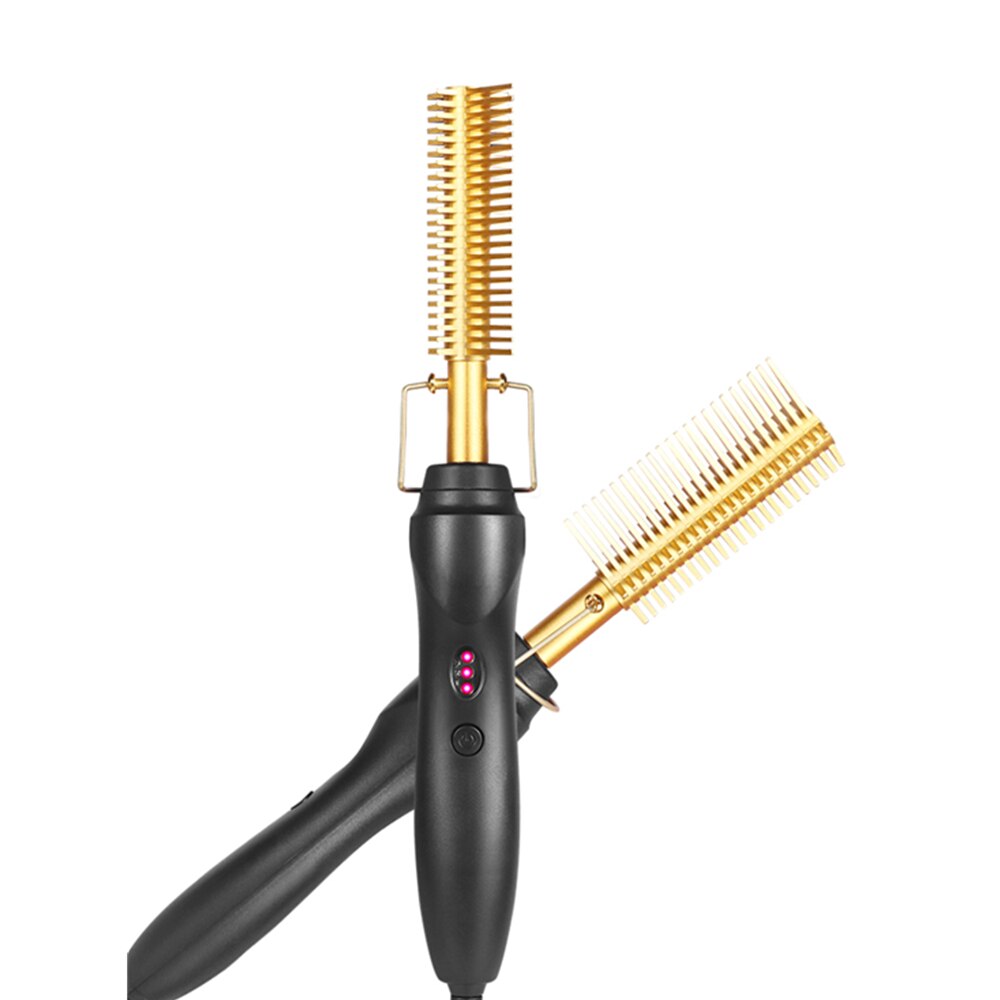 2 in 1 Hair Straightener Hair Curler Electric Heating Comb Hair Smooth Flat Iron Multifunctional Straightening Styling Tool