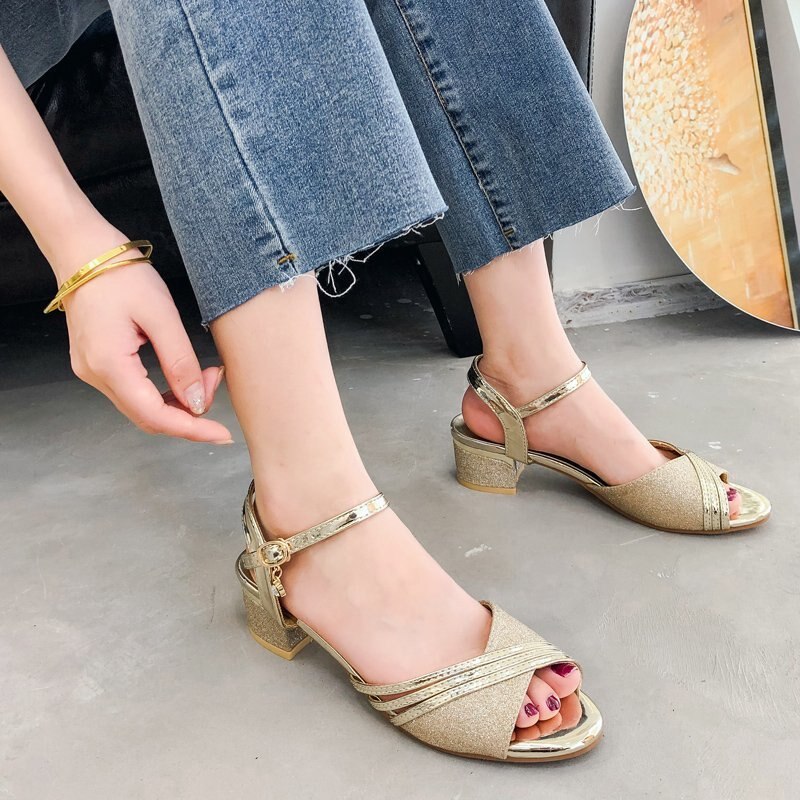 Women's Sandal Summer 5 Cm Thick Heel Commuter Women's Sandal Office Women's Sandal Outdoor Casual Comfortable Sandal