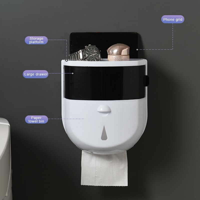 ONEUP Waterproof Toilet Paper Holder Plastic Storage Box Tray Portable Toilet Paper Holder Shelf Bathroom Accessories