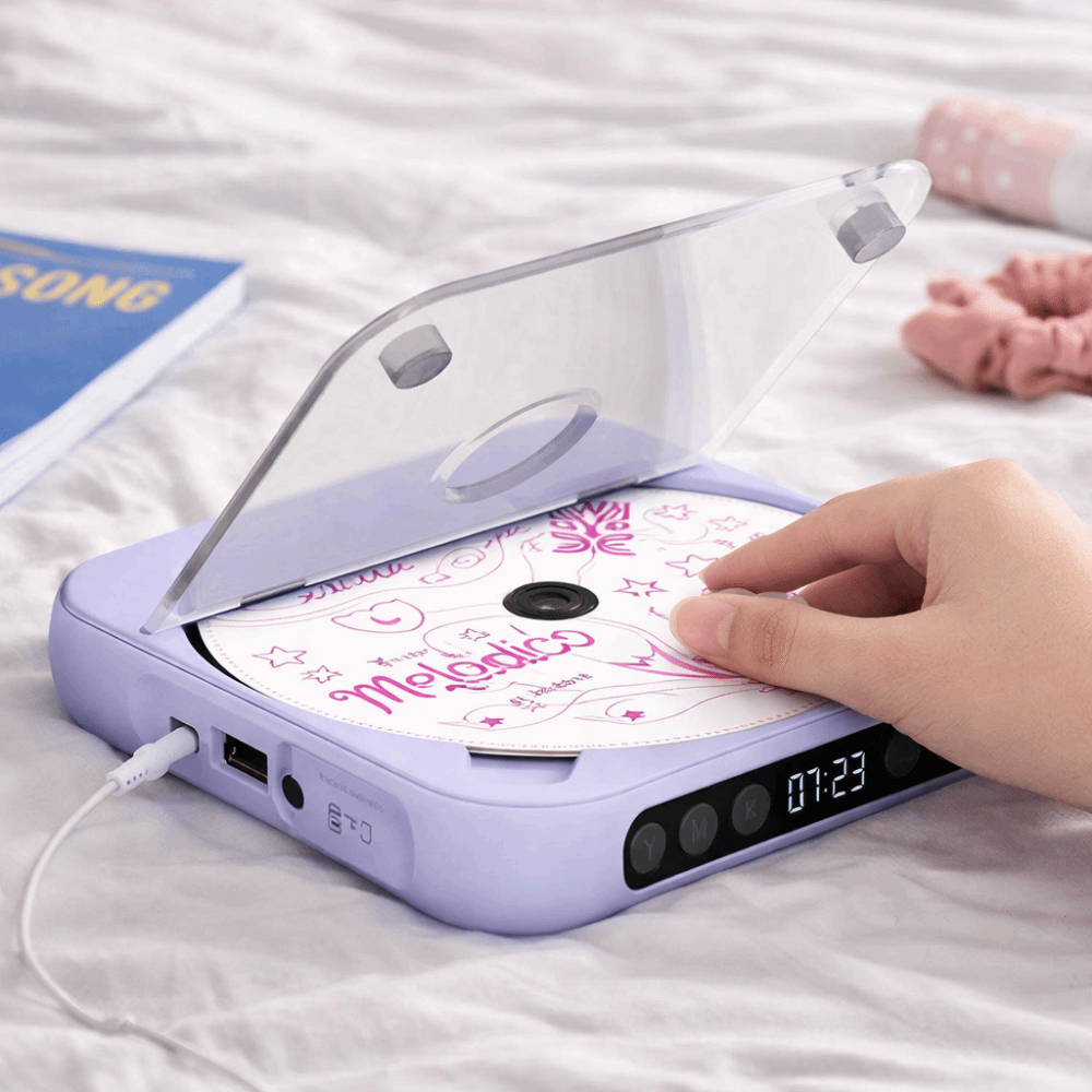 Dustproof Cover CD Player A-B Repeat Timer 6 Modes Portable Music Player LED Screen FM Radio Bluetooth Music Player