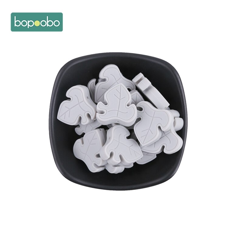 Bopoobo Silicone Teether Bead 10pcs BPA Free Silicone Turtle Leaf Beads Silicone Beads Baby Teething Beads Baby Teether: Gray