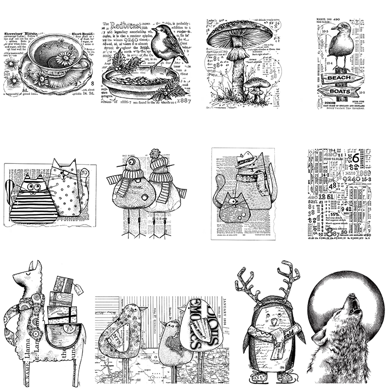 Clear Stamps Adorable Alpaca Penguin Cat Wolf Bird Complex Word Code Flower Tea DIY Scrapbooking Craft Cards