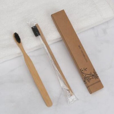 6Pcs Bamboo Toothbrush ECO-Friendly 100% Biodegradable Natural Wood Recyclable Black Clear Colors: black