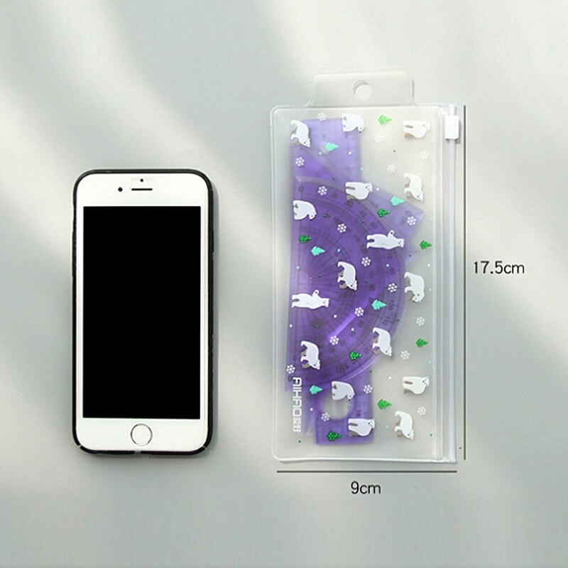 4 Pcs/Set Straight Ruler Protractor Ruler Stationery Set School Office Supplies