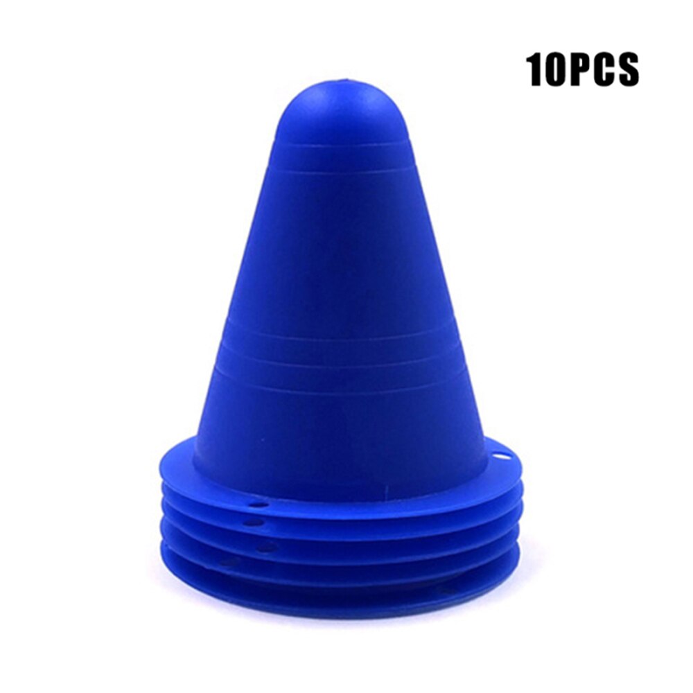 10Pcs cono marcatore coni di plastica per pattini da calcio rulli da calcio attrezzature per l&#39;allenamento sportivo: blue