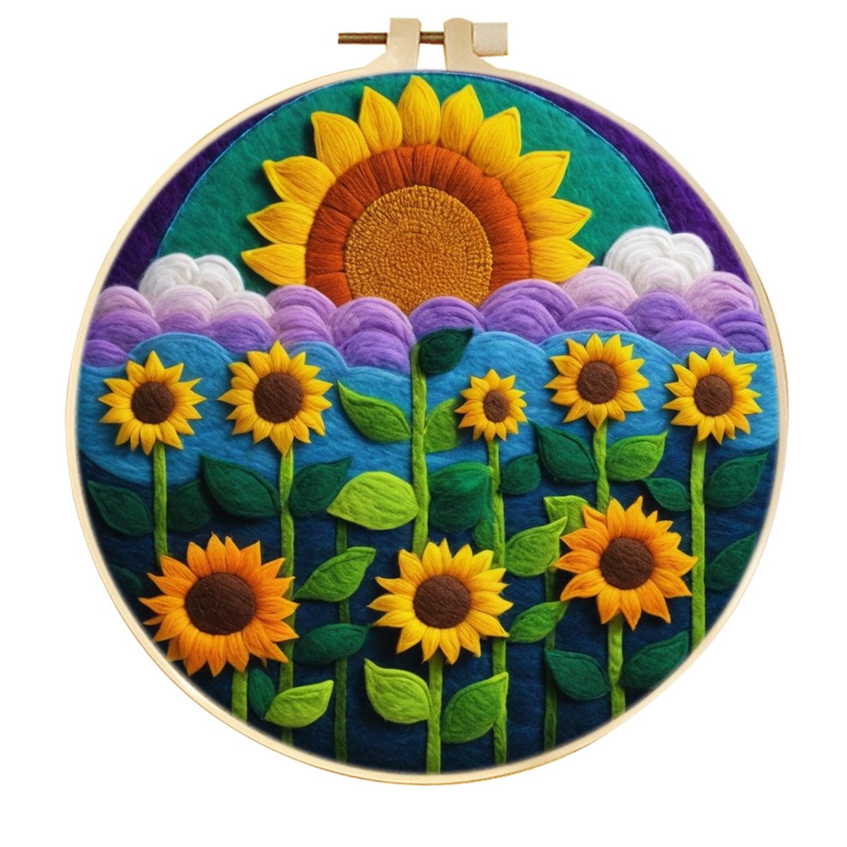 SDOYUNO-Calligraphy And Painting Wool Felt Embroidery Frame Sunflower Stitch Diy Craft Supplies Wool Burlap Set Home Decoration: plum