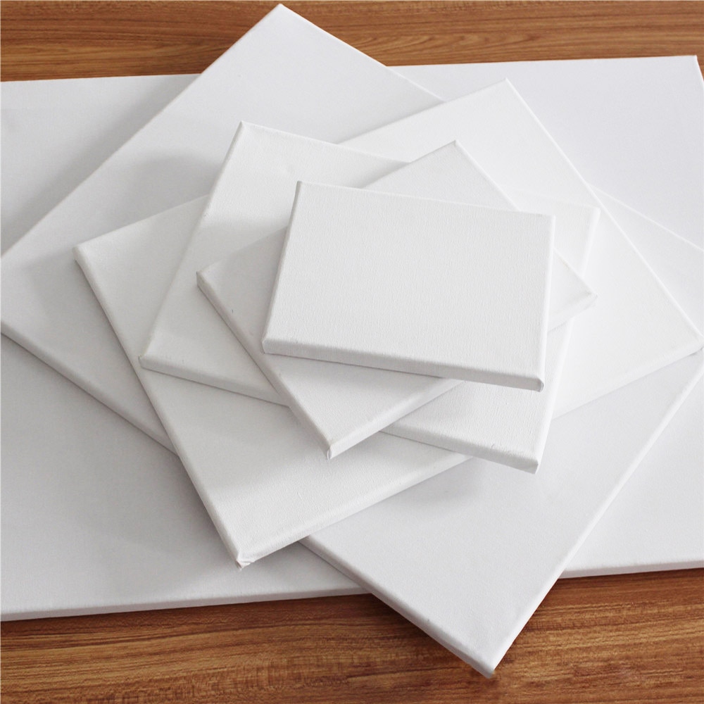 1 ud. Marco de madera de algodón pintura al óleo lienzo blanco en blanco Placa de pintura cuadrada Marco de tablero de madera manualidades DIY suministros de arte Escolar