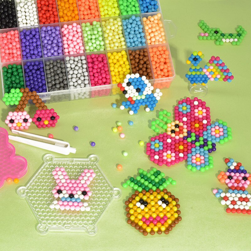 IKAUOIE DIY koraliki robić łączenia magiczna woda tworzenie zestaw koralików długopis pinceta Pegboard zestaw akcesoria dziewczyny prezent dla dzieci zabawki dla dzieci