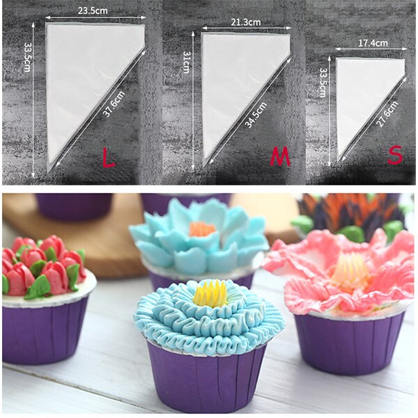 100 stuks Wegwerp Gebak Icing Spuitzak Cake Gebak Cupcake Decorating fit Alle Size nozzles Pastry Tassen Bakvormen Gereedschap: Blank-M