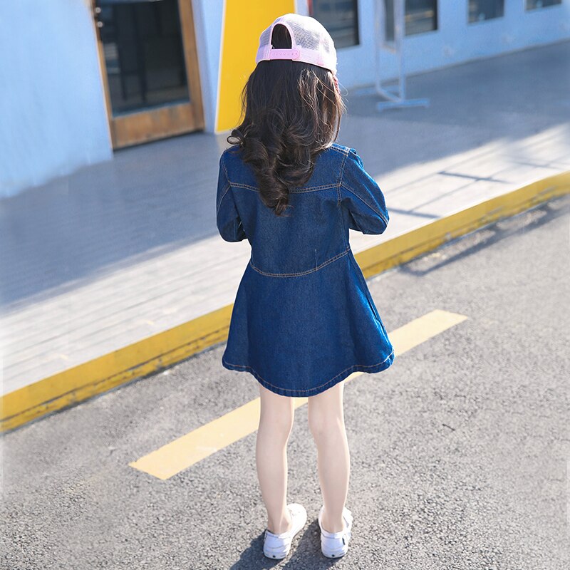 Meisjes Jurken Lange Mouw Herfst Prinses Jurk Kind Kleding Gewaad Enfant Denim Vestido Menina Infantil Kleding