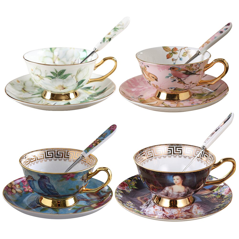 European Style Ceramic Coffee Cup Set With Saucer And Spoon High End Porcelain Tea Cup Set With Box For Afternoon Tea