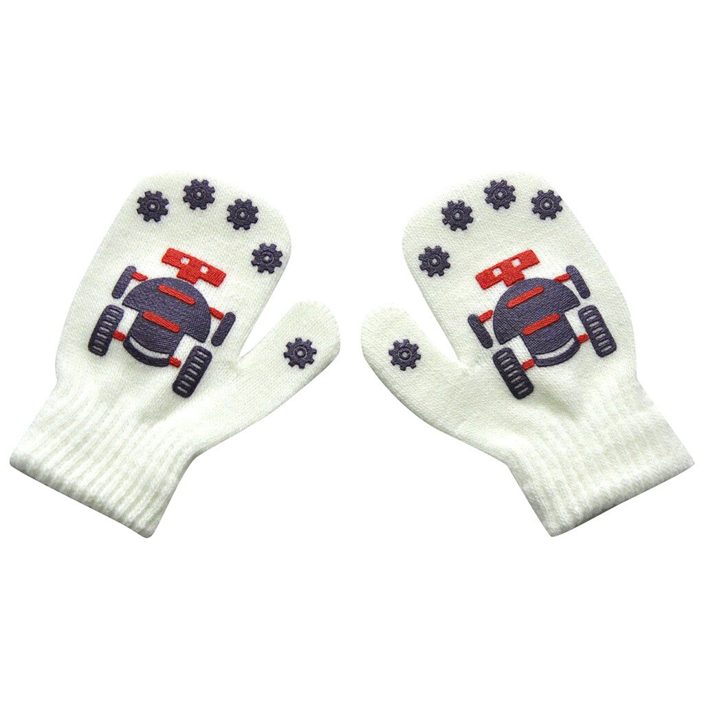Enfants gants mignon Robot imprimer gants hiver tricot -né moufles épais enfants enfants garder le doigt au 1-4 ans: WH