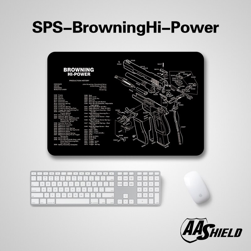 Aa skjold gummibase mikrofibercover musemåtte pistolen billeddiagram udskrivning af flere mønstre 43*28cm del 1