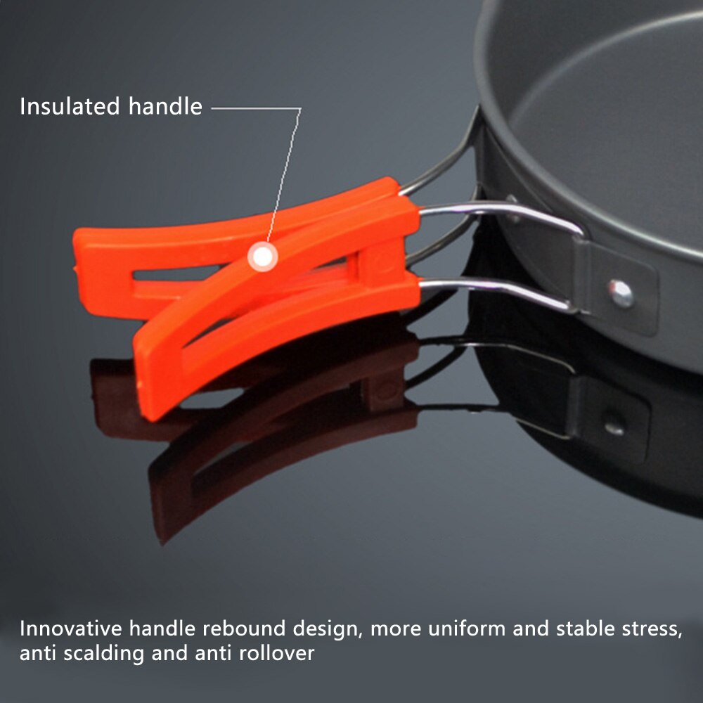 Camping Cookware Kit Outdoor Aluminum Alloy Camping Cookware Backpack Hiking Barbecue Cooking Equipment Set Folding Pot