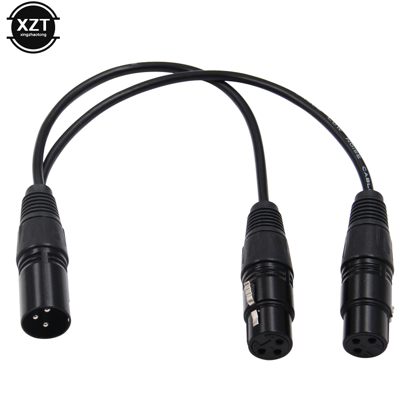 enchufe XLR macho de 3 pines a conector hembra doble Y divisor micrófono extensión de adaptador de Cable de DJ para reproductor de DVD micrófono