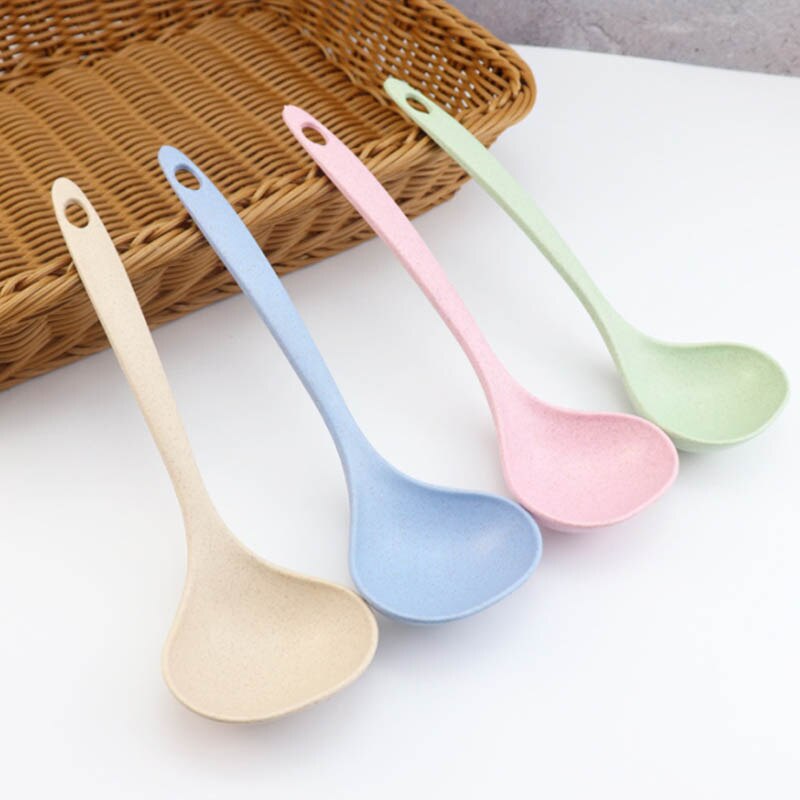 Cuchara de tallo para sopa, utensilio de cocina con mango largo, 4 colores, 1 unidad
