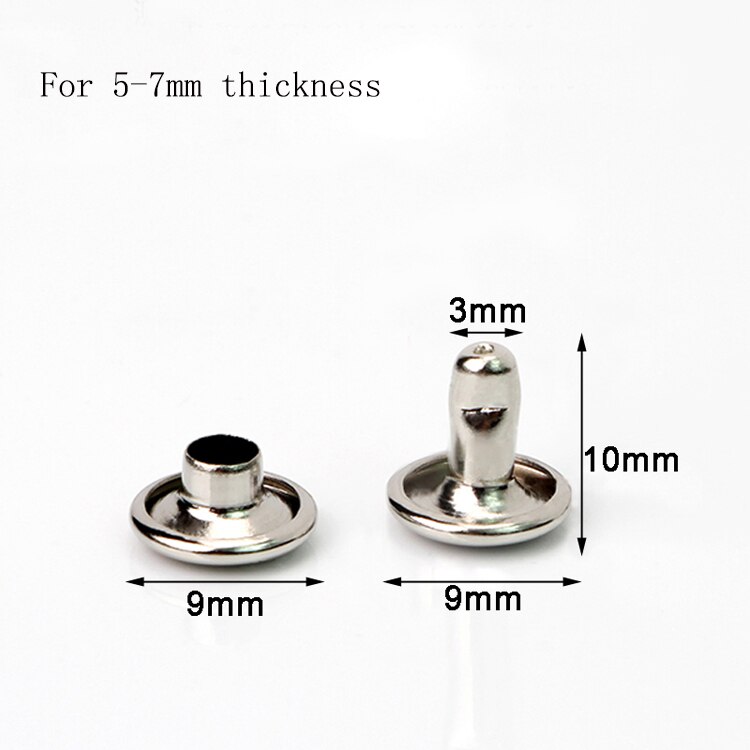 Leather Rivets Kit 100 Sets Double Cap Brass Rivets Studs: silver 9x10mm