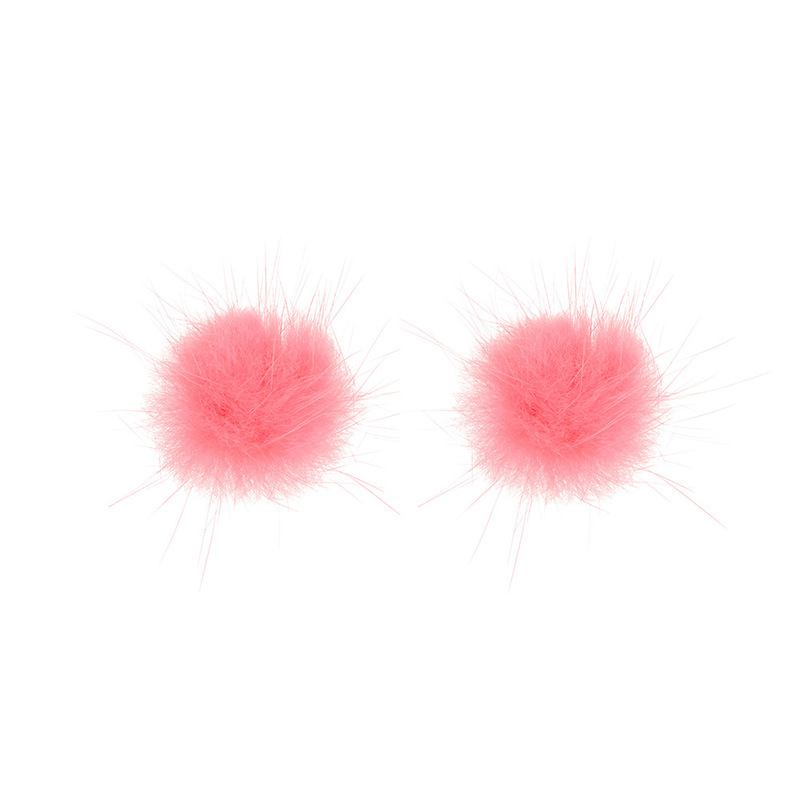 Pendientes de tuerca de bola de pompón de piel de visón suave para mujer, joyería de dulce coreana Furling, accesorios de para niñas: Color amarillo dorado claro