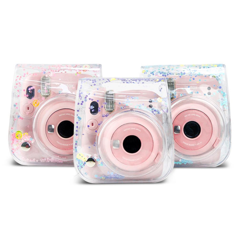 Gjennomsiktig pvc kvikksand veskebeskyttelse søt kameraveske veske pu til fuji instax mini 11 veske
