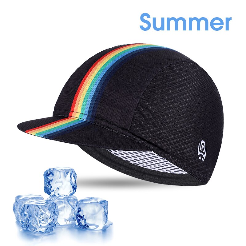WEST BIKING Bicycle Caps Women Men Summer Ice Silk Helmet Liner MTB Bike Hats Outdoor Sports Sun Protection Hiking Cycling Caps: 298 Black Rainbow