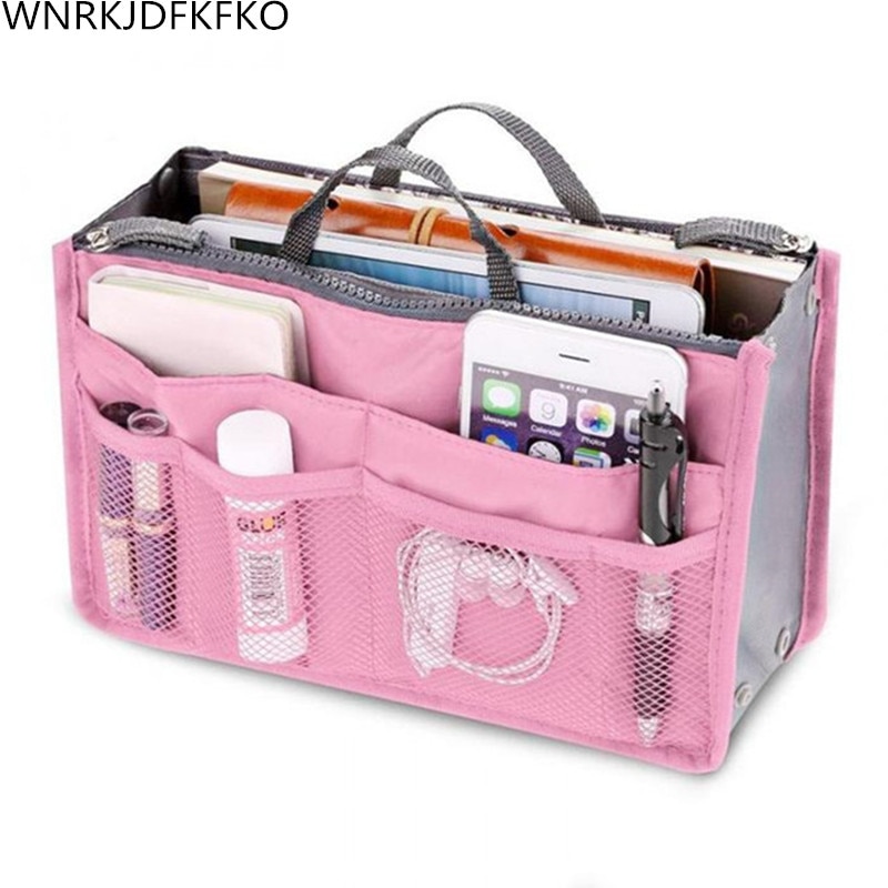 Inserto dell'organizzatore Del Sacchetto Per Le Donne di Nylon Organizzatore di Viaggi-Del Sacchetto Inserto della Borsa del Sacchetto-Dell'organizzatore Della Signora di Trucco Cosmetico del Sacchetto A Buon Mercato Delle Donne tote