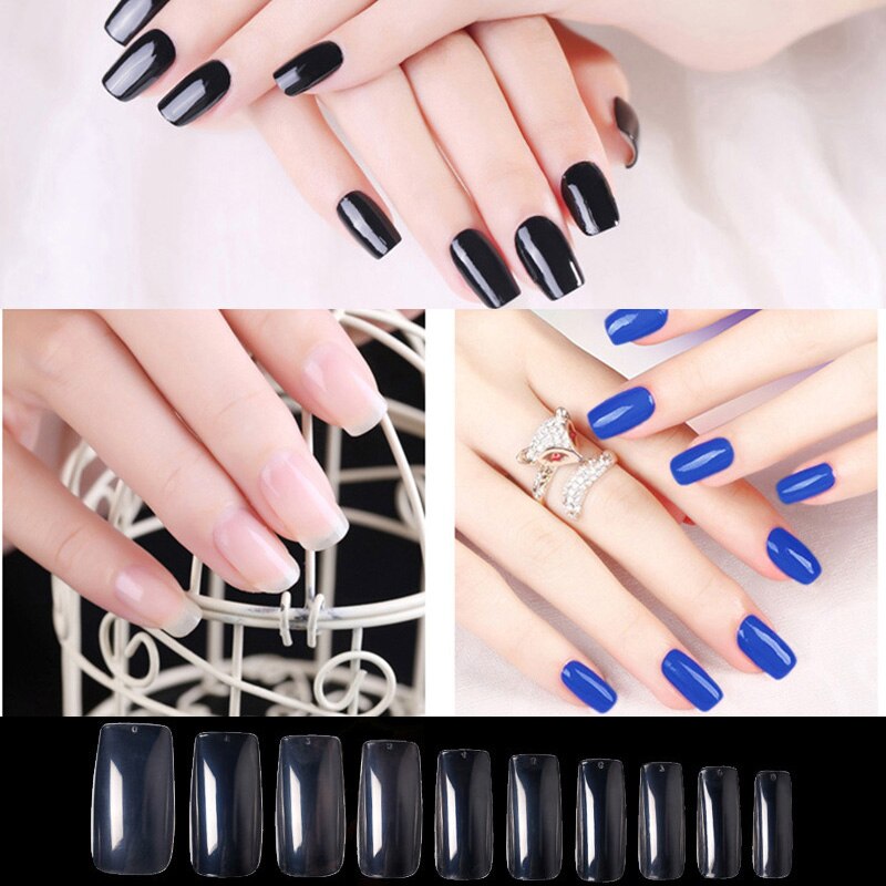 100 stks/set Transparante Full Valse Nagels Acryl UV Gel Franse False Nail Art Tips Manicure DIY Salon Kunstmatige Half Cover nagels