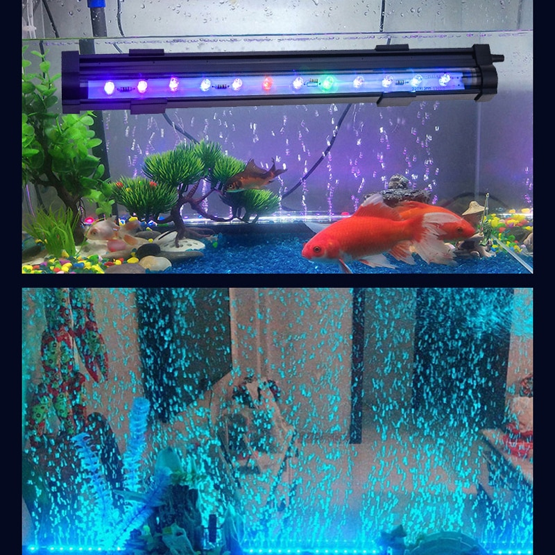 Aquarium Lights 15-45CM Fish Tank LED Bubble Light Diving Lights Waterproof Strip Lamp EU US Plug Colorful Fish Tank Light