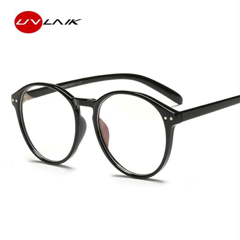 UVLAIK-Montura de lentes ópticos transparentes para hombre y mujer, anteojos redondos Retro hechos a mano, con lentes transparentes circulares