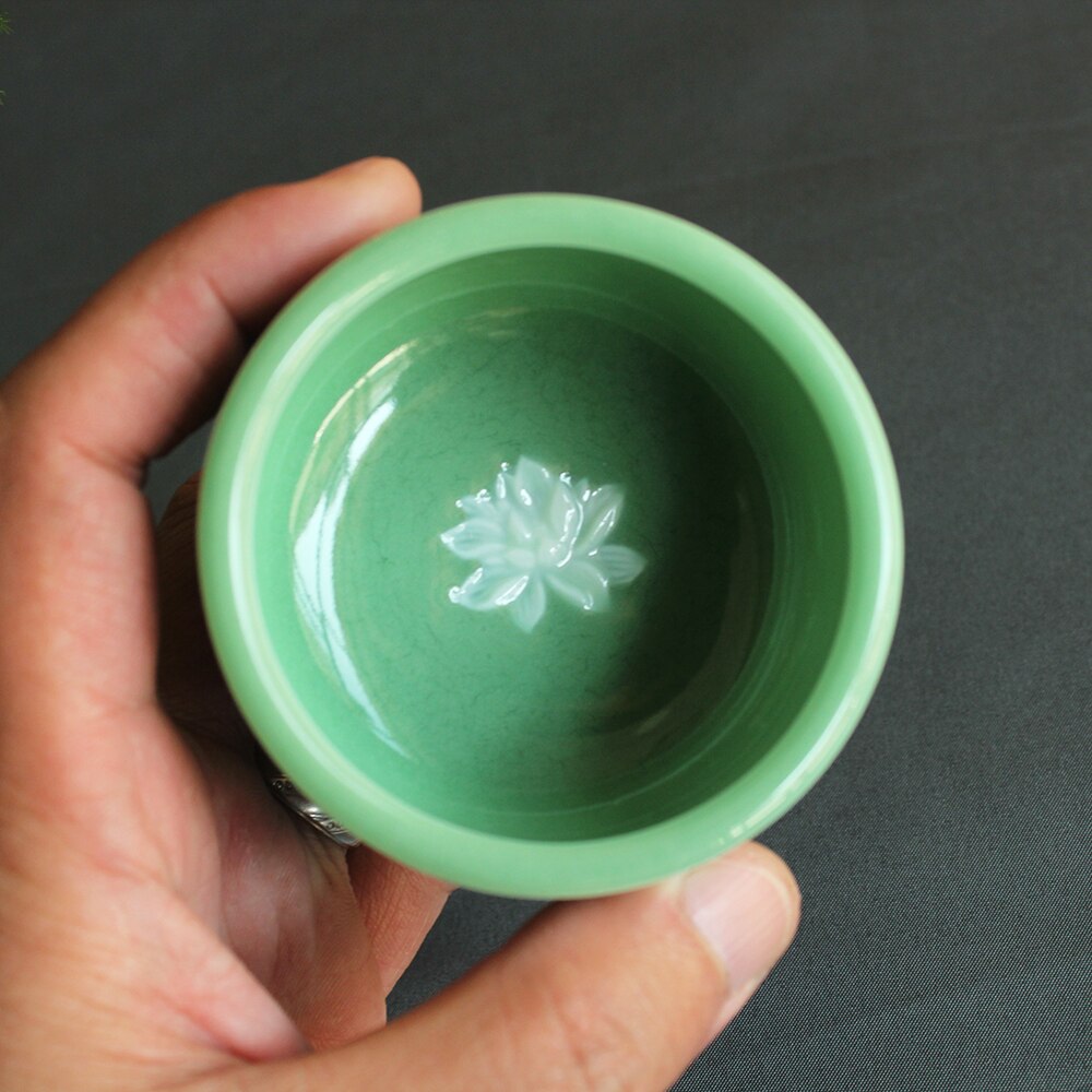 Kinesisk longquan celadon porcelæn 90ml te ceremoni køkkengrej drinkware kontor mester kop kina tekopper