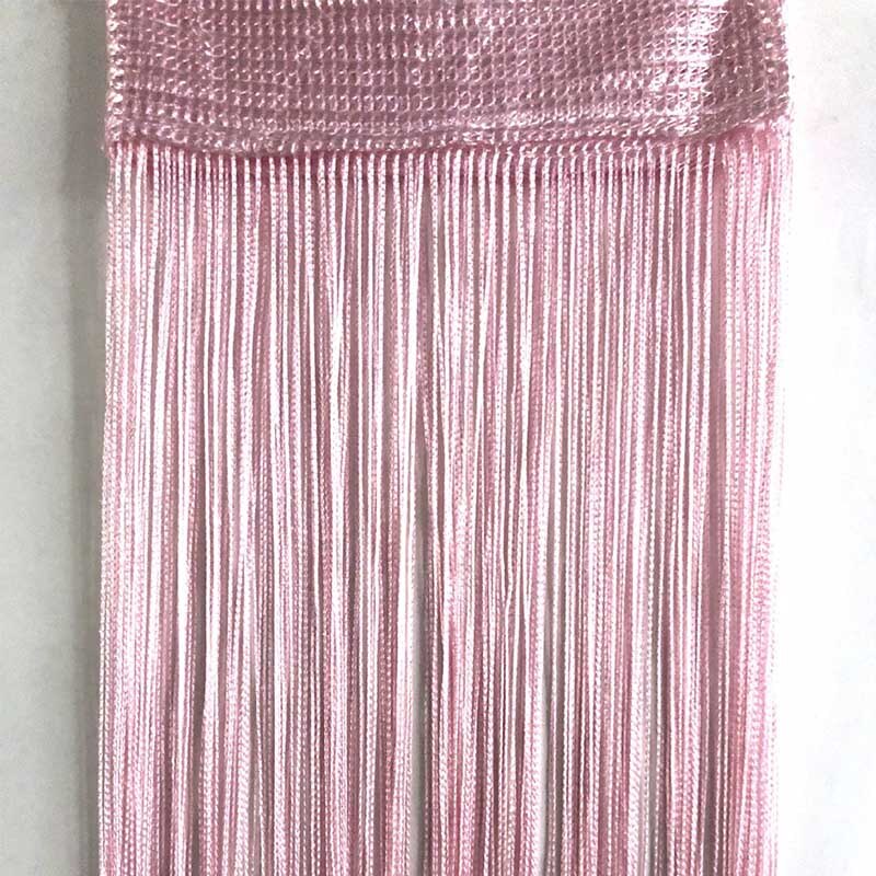 Cortinas de red de gasa de cuerda, paneles de cortina de ventana de 200cm, barra superior, ranura única, gran , 1 ud.: Rosa