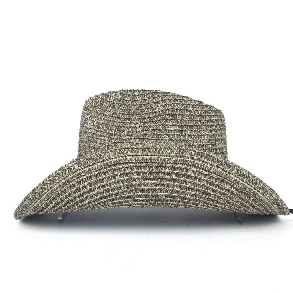 Kvinner menn halm hul vestlig cowboyhatt dame pappa sommer punk belte sombrero hombre Strand cowgirl jazz solhatt str 57-59cm