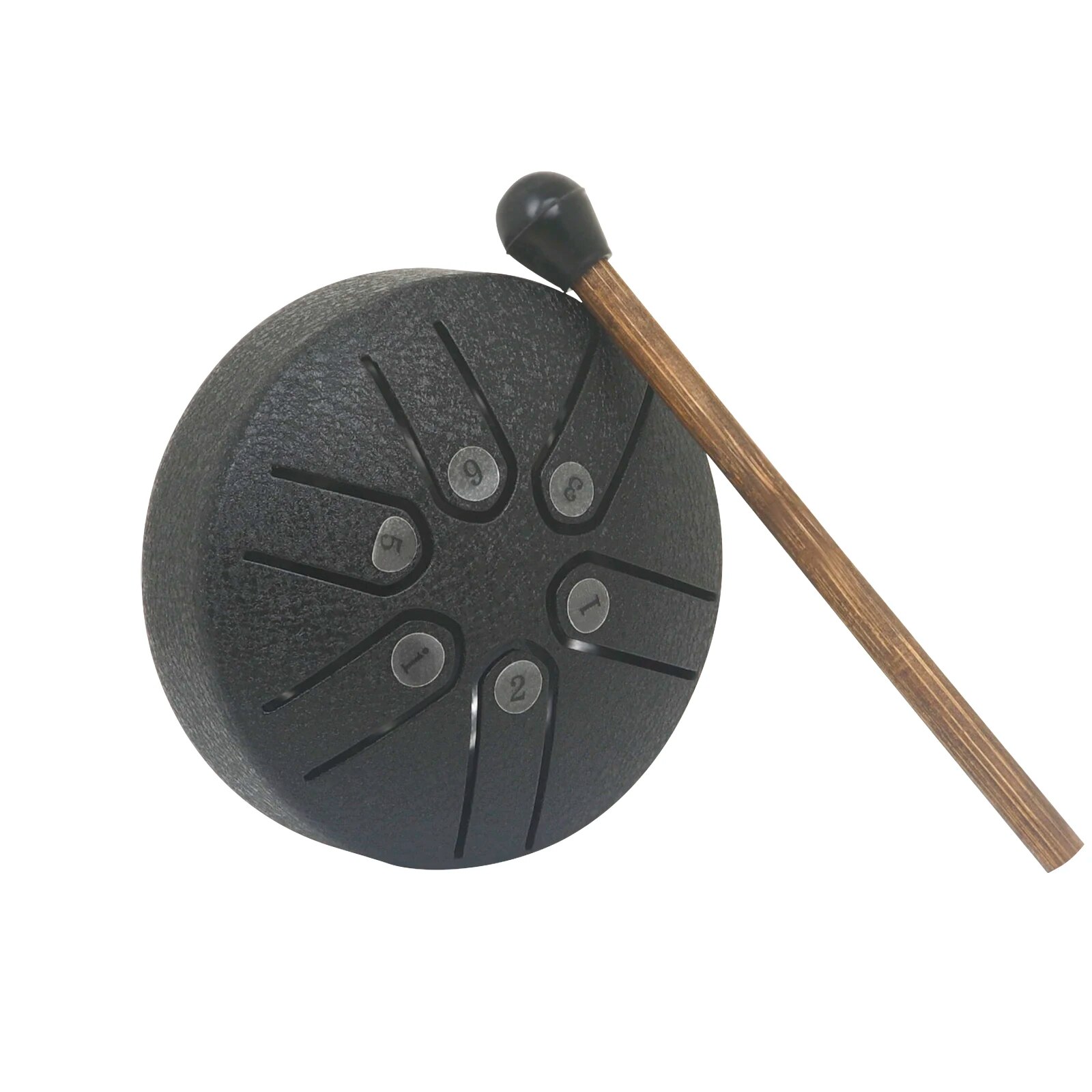 Mini tambor de lengüeta de acero de 3 pulgadas y 6 tonos, tambores de mano con baquetas, instrumentos musicales de percusión, accesorios de tambor de: Negro