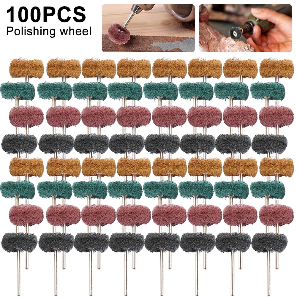 Mini perceuse, brosse Abrasive en Nylon, tête de ponçage, roue de polissage pour accessoires Dremel