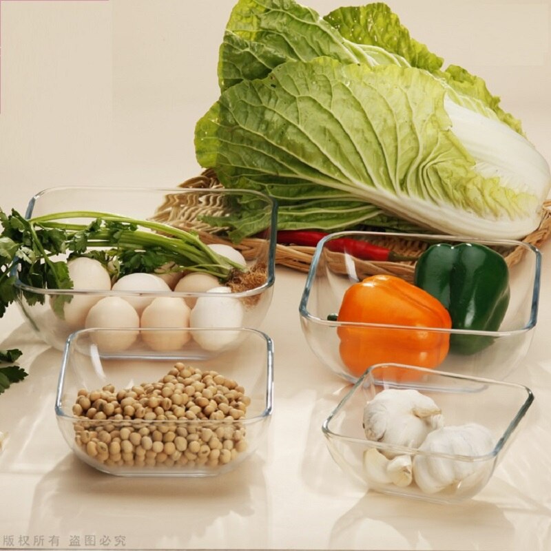 Cuenco de vidrio templado grueso para horno microondas, plato de ensalada, plato de fruta, Bol de ensalada individual, 1 ud.,