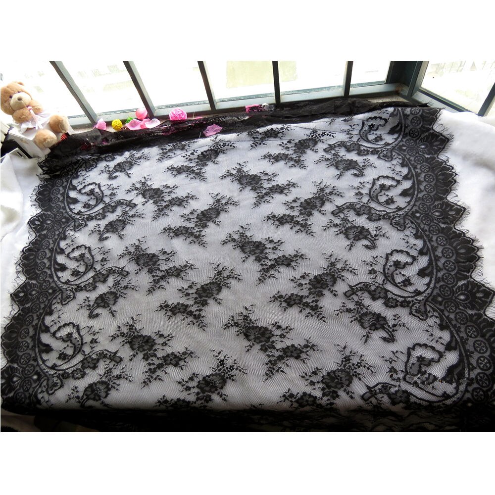 Branco preto tecido de renda pano padrão flor bordado vestido de casamento apliques malha trims costurar no remendo para vestido decoração diy