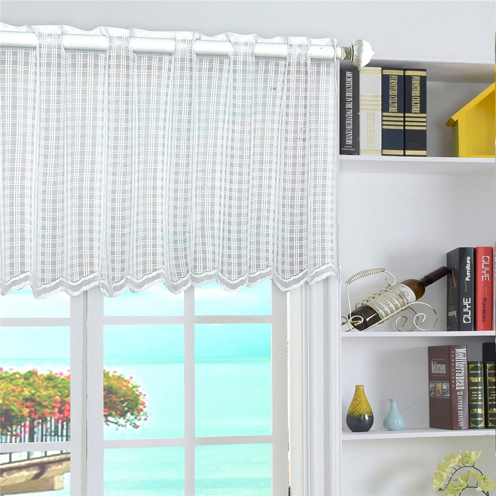 Rideau court en maille à points 45x150cm, avec poches, pour fenêtre, Dressing, armoire de cuisine, bibliothèque, cantonnière