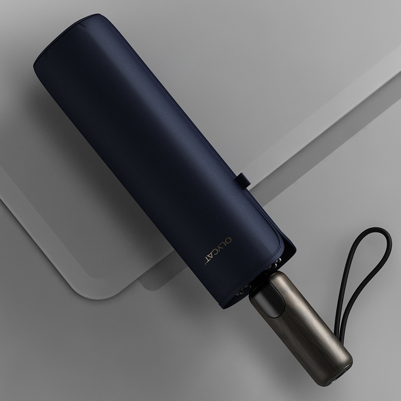 OLYCAT-paraguas para hombre, sombrilla totalmente automática de alta densidad, resistente a la lluvia, estilo Retro, para negocios, alta gama, para exteriores, 3 pliegues, 10k: Azul